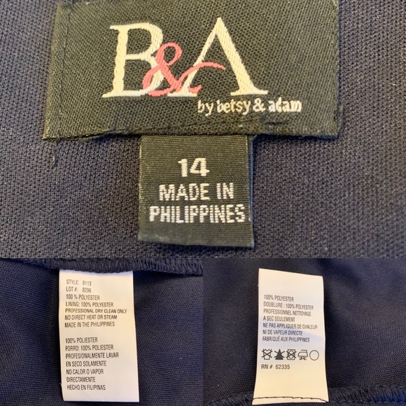 Betsy & Adam 💖 Rhinestone Accent Formal Ruched Navy Gown Womens 14 - Picture 16 of 16